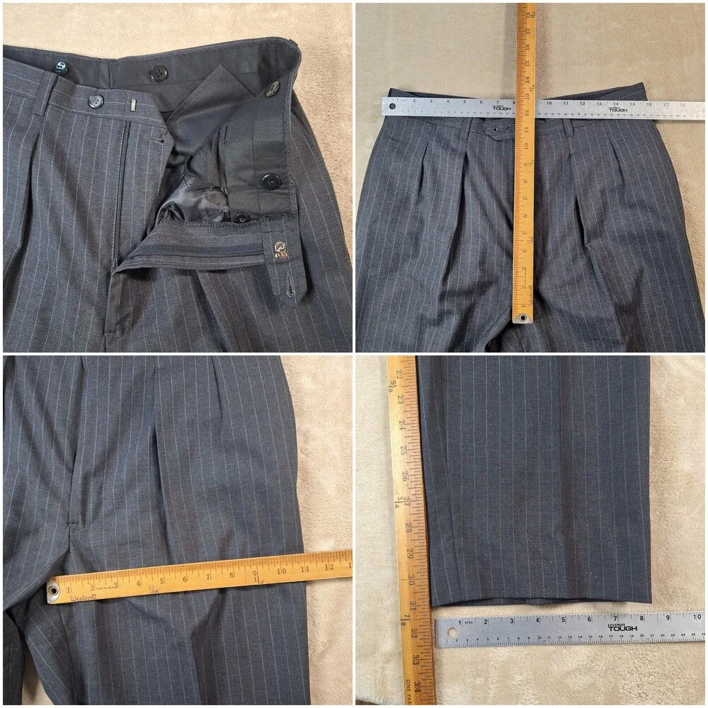 Anderson-Little Suit Mens 40 Long 34W Gray Wool Stripe Single Vent 2 Btn USA